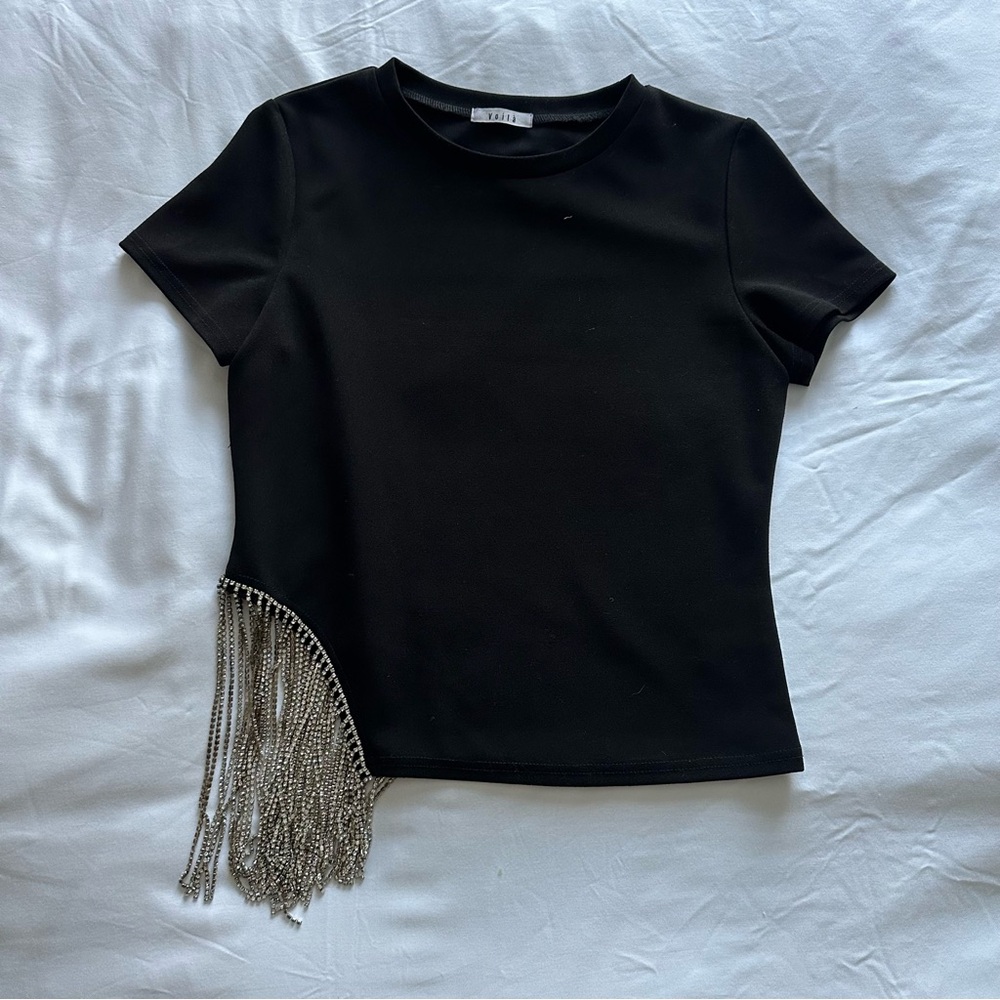 VOILÀ | Top with Rhinestone Fringe - Picture 2 of 3